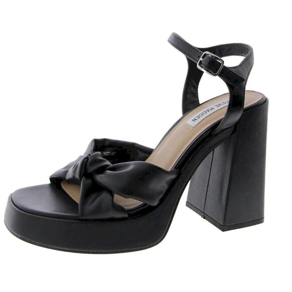 Steve Madden's Acceptance Black Knotted Platform Sandals Women's Size 10 New - Picture 1 of 6